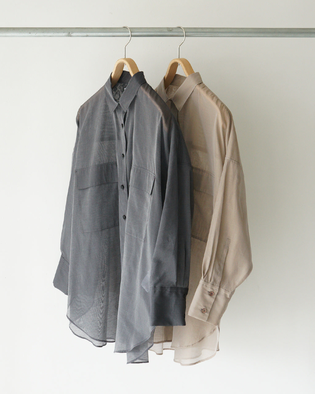 【SALE!20%OFF】プレミアム コットンシルク シャツ PREMIUM SILK COTTON SHIRT シアー ドルマンスリーブ ラウンドヘム 125116071