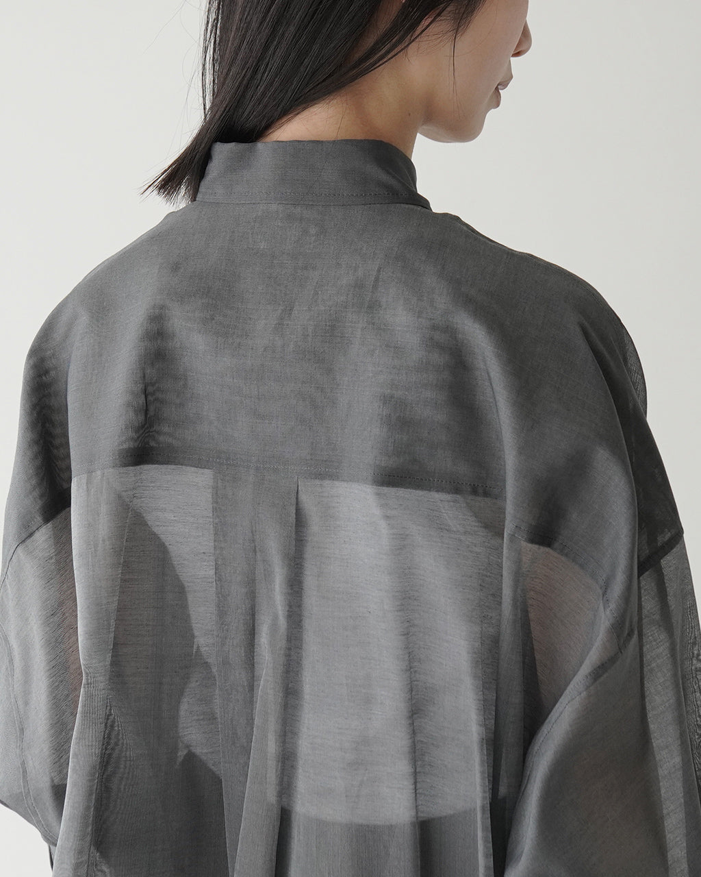 【SALE!20%OFF】プレミアム コットンシルク シャツ PREMIUM SILK COTTON SHIRT シアー ドルマンスリーブ ラウンドヘム 125116071