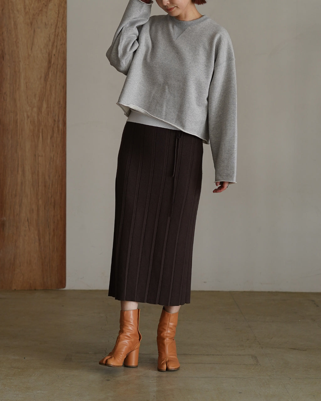 EXTRA FINE FLEECE CROPPED TOP 126141091