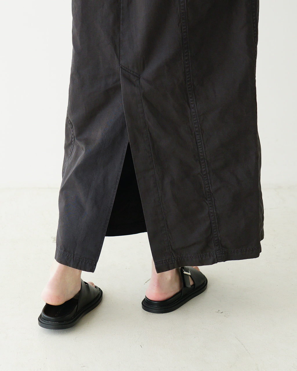 【SALE!30%OFF】ジャンパースカート ワンピース バックスリット コットンリネン CO/LI GABARDINE BIO-FINISH OP コクーンシルエット 綿麻 125209041