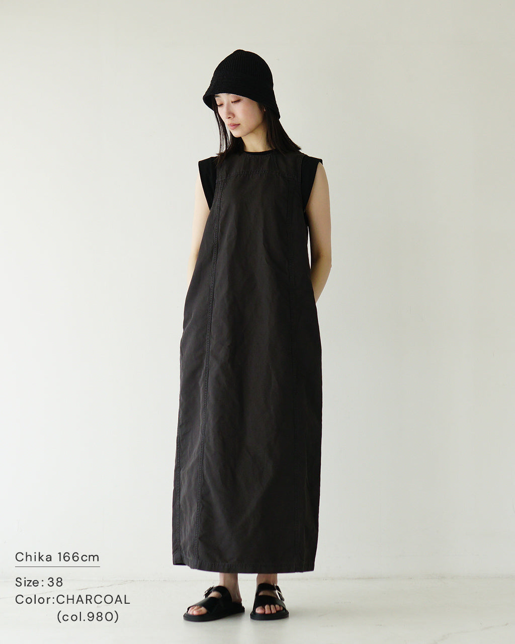 【SALE!30%OFF】ジャンパースカート ワンピース バックスリット コットンリネン CO/LI GABARDINE BIO-FINISH OP コクーンシルエット 綿麻 125209041