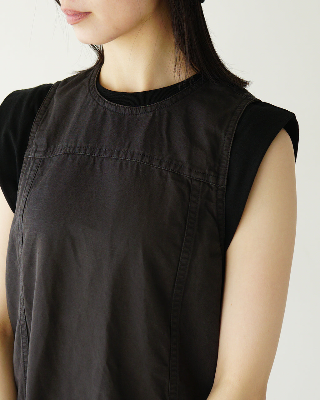 【SALE!30%OFF】ジャンパースカート ワンピース バックスリット コットンリネン CO/LI GABARDINE BIO-FINISH OP コクーンシルエット 綿麻 125209041