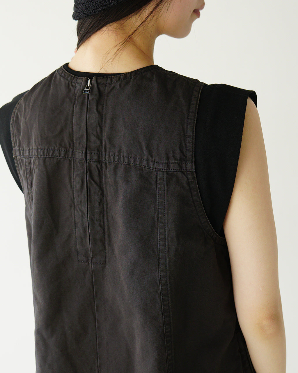 【SALE!30%OFF】ジャンパースカート ワンピース バックスリット コットンリネン CO/LI GABARDINE BIO-FINISH OP コクーンシルエット 綿麻 125209041