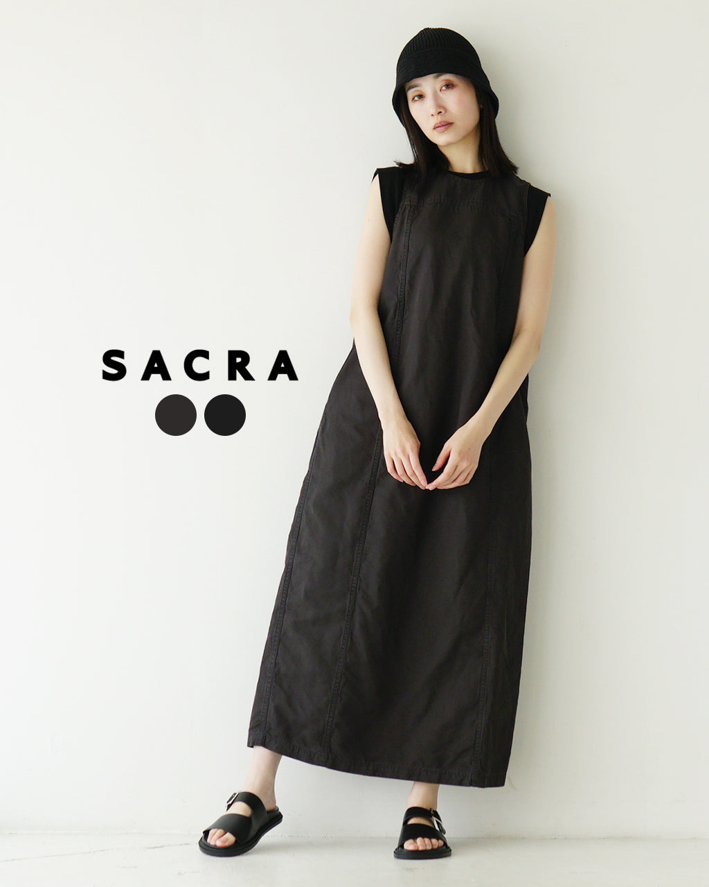 【SALE!30%OFF】ジャンパースカート ワンピース バックスリット コットンリネン CO/LI GABARDINE BIO-FINISH OP コクーンシルエット 綿麻 125209041