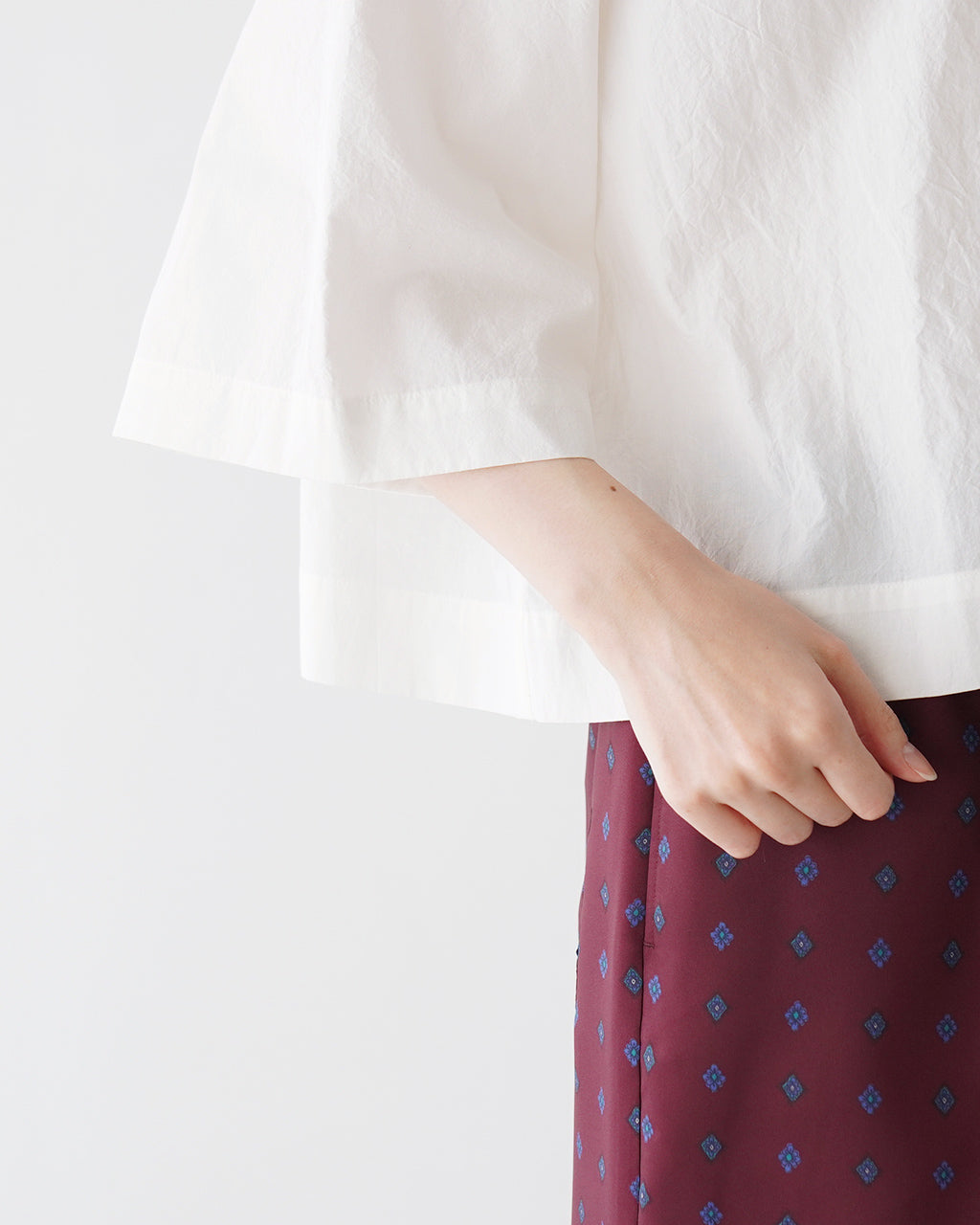 【SALE!20%OFF】クロップド丈 Tシャツ H.COUNT COTTON TUMBLE CROPPED TOP ポケットT プルオーバー 半袖 高密度コットン ワッシャー加工 125216071