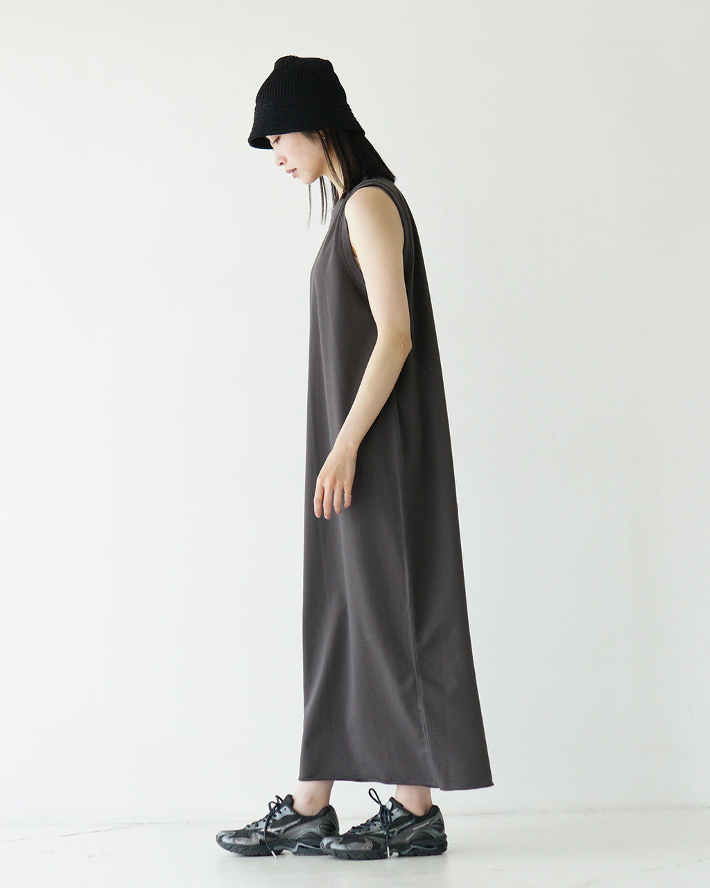 【SALE!30%OFF】ノースリーブワンピース EXTRA FINE FLEECE OP エクストラ ファイン フリース バックスリット クルーネック アメリカンスリーブ 125240041
