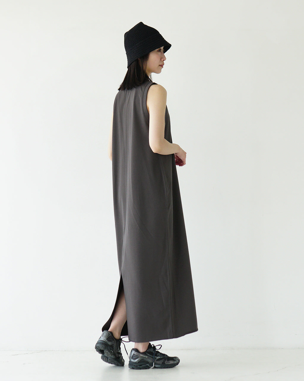 【SALE!30%OFF】ノースリーブワンピース EXTRA FINE FLEECE OP エクストラ ファイン フリース バックスリット クルーネック アメリカンスリーブ 125240041