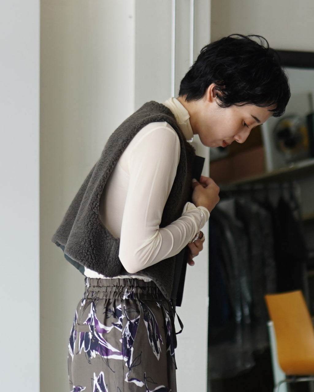 POODLE FUR SHORT GILET 125505061