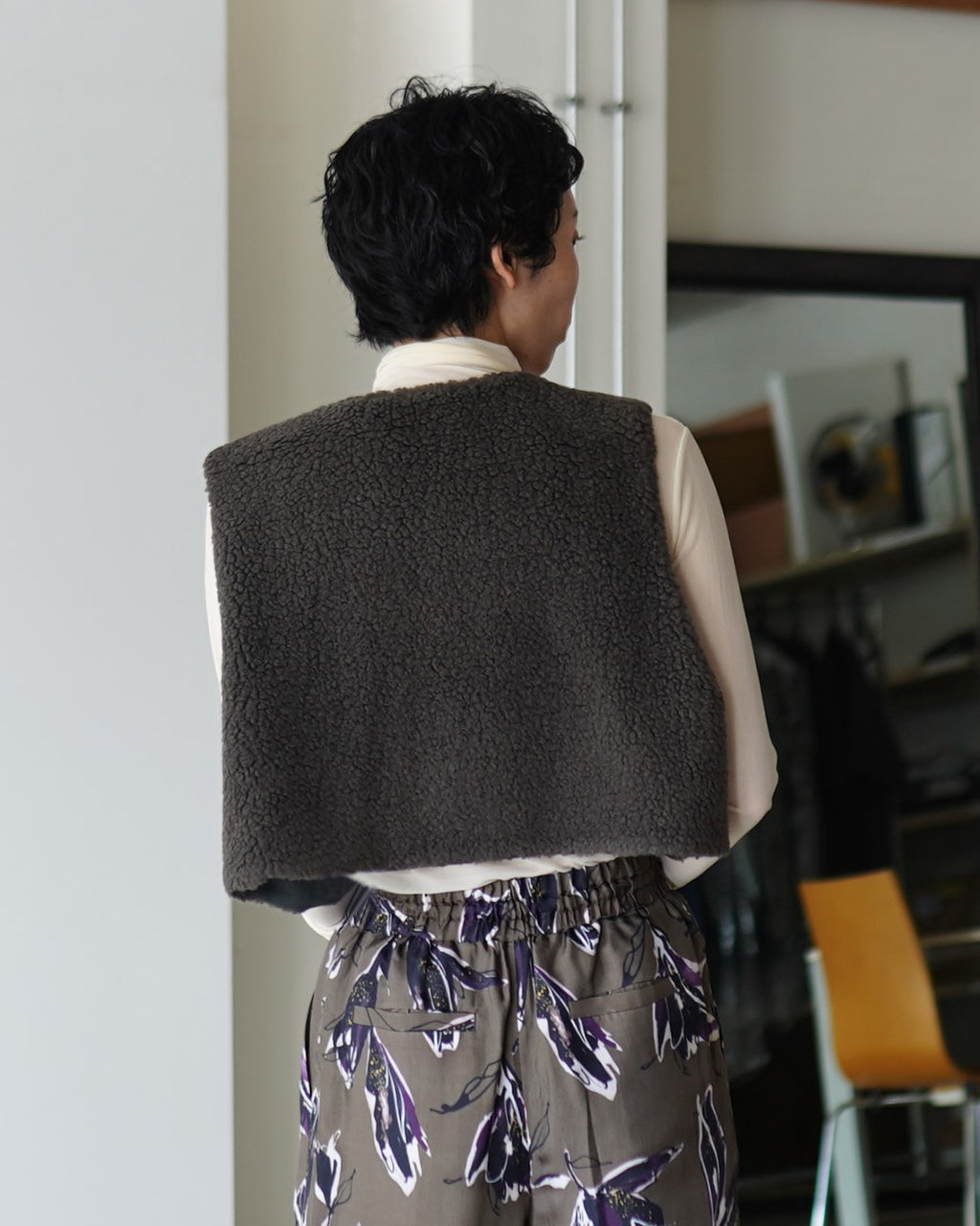 POODLE FUR SHORT GILET 125505061