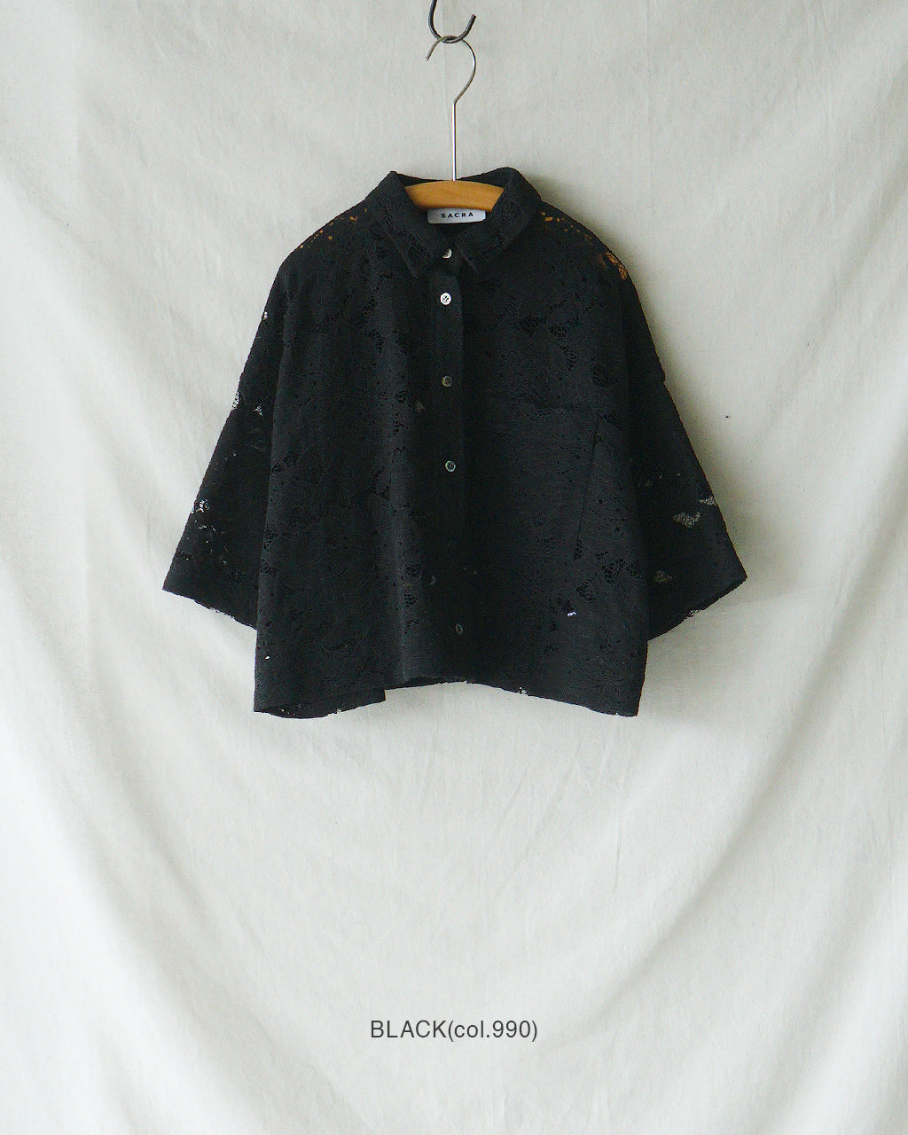 LEAF RASCHEL LACE CROPPED SHIRT 126113071