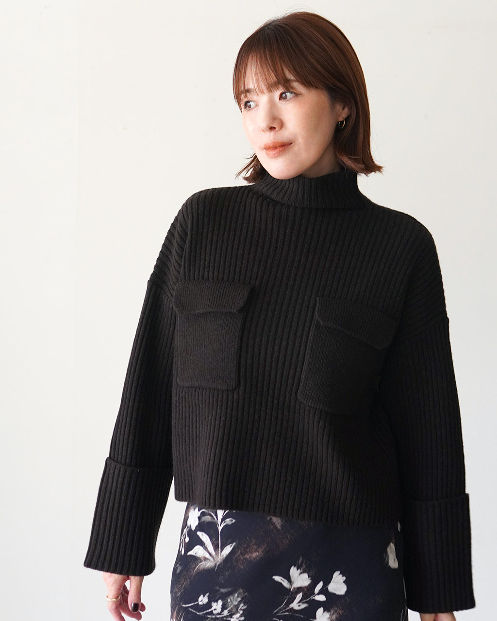 BOILED LAMBWOOL RIB KNIT 126631081