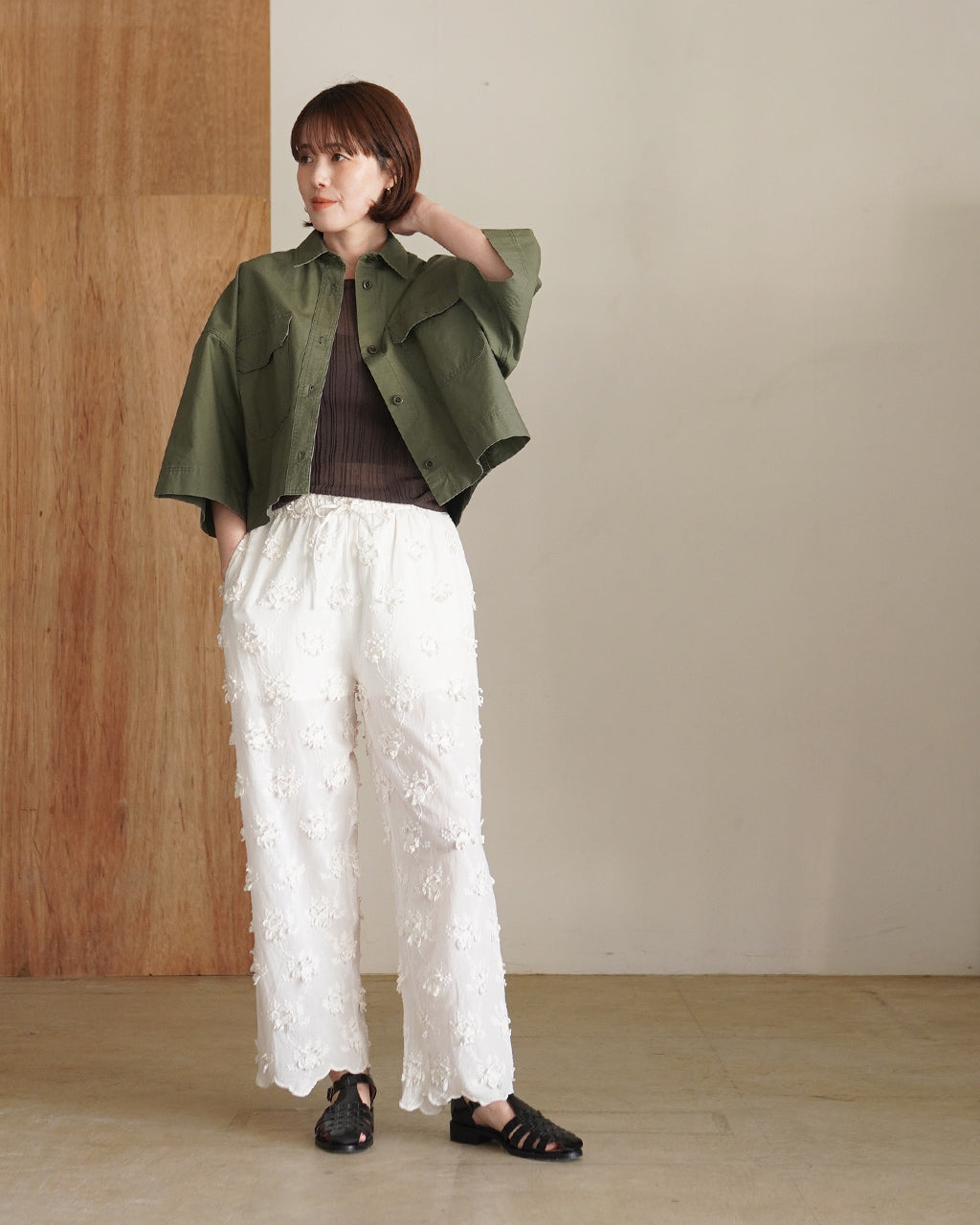 SACRA サクラ COTTON HORSE CLOTH CROPPED SHIRT コットンホースクロス クロップドシャツ | Crouka(クローカ)