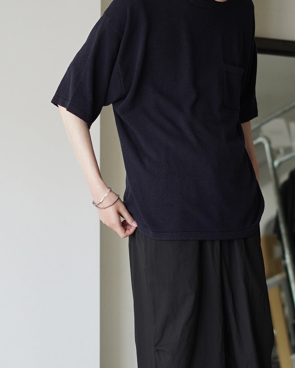 Silk Noir Knit S/S Crew Neck 26s-SKA0104
