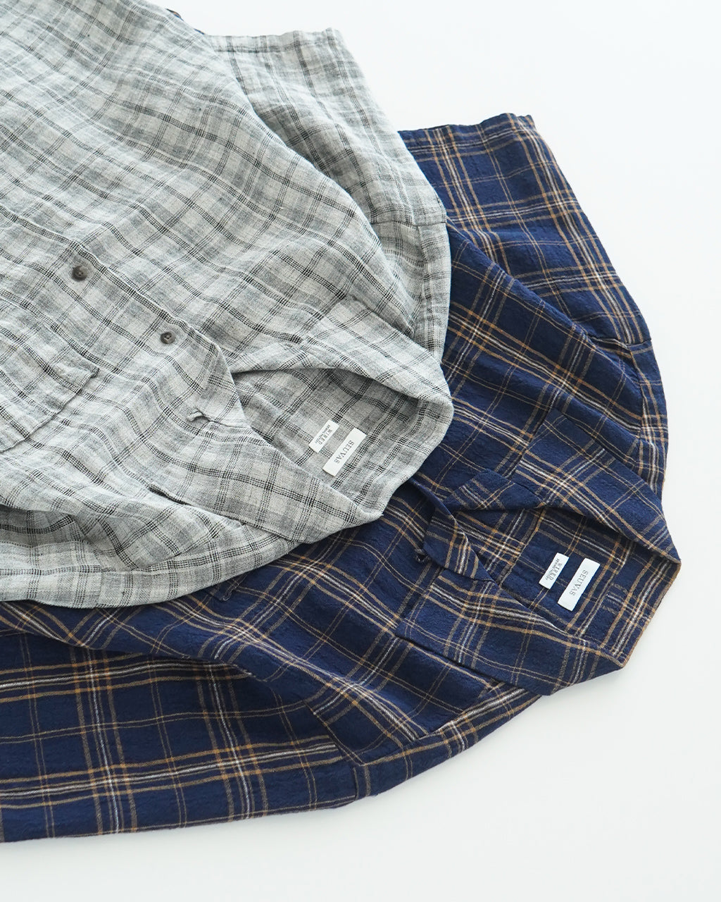 SEUVAS ソウバス リネン オープンカラー 半袖シャツ Linen Open-Necked SS Shirt ドライタッチ チェック SV-SH-014【送料無料】