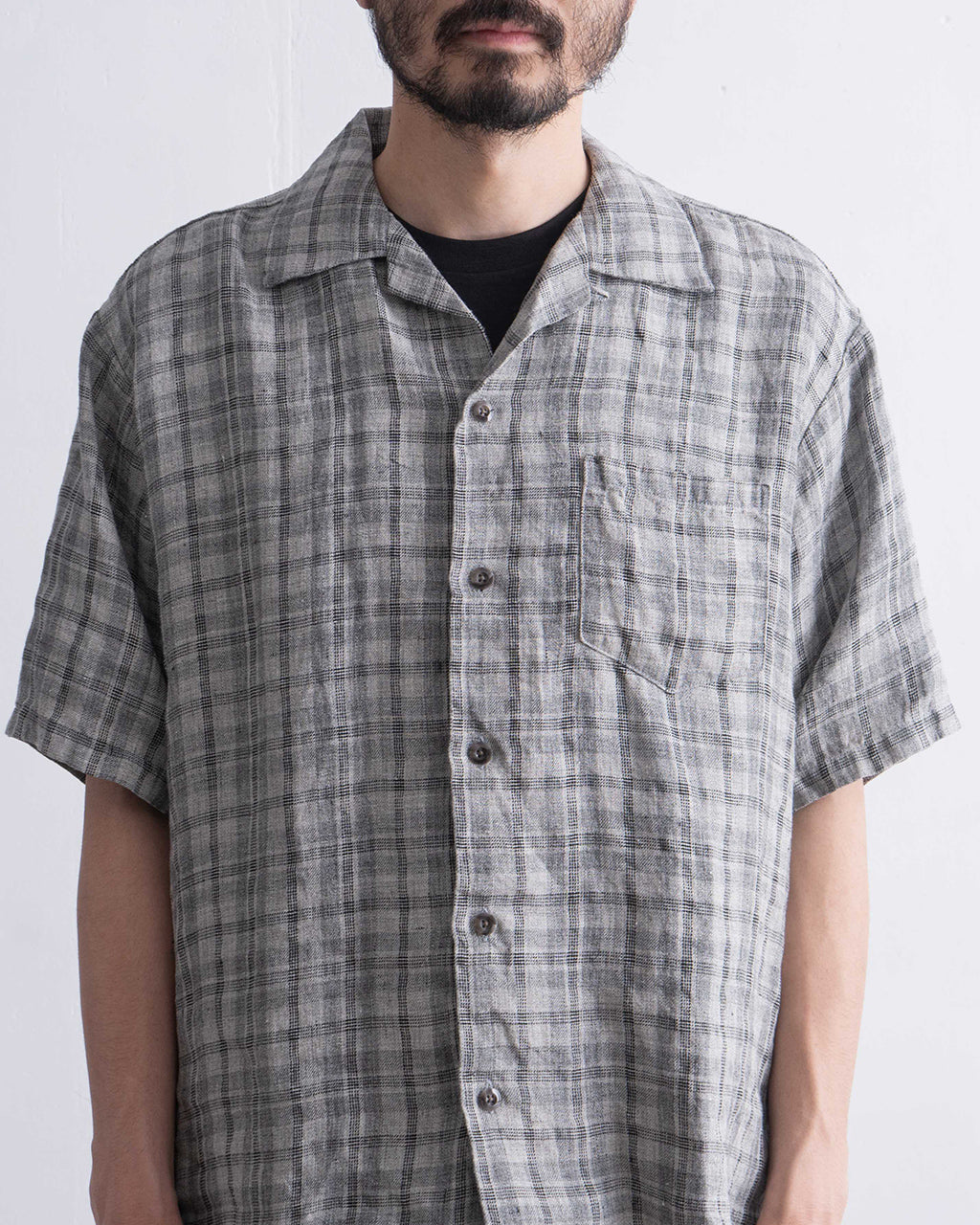 SEUVAS ソウバス リネン オープンカラー 半袖シャツ Linen Open-Necked SS Shirt ドライタッチ チェック SV-SH-014【送料無料】