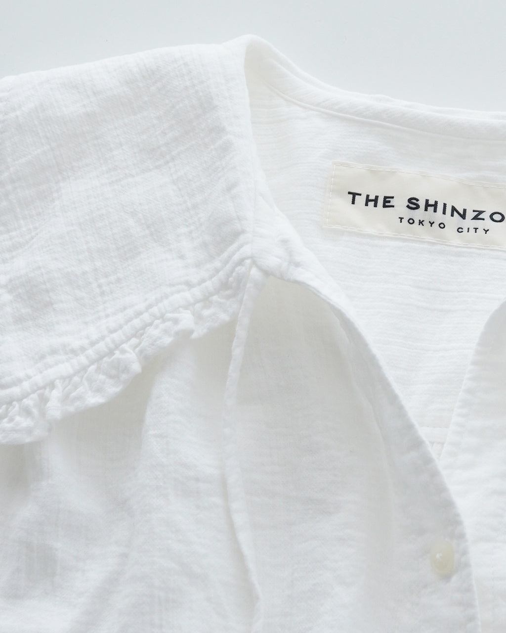 THE SHINZONE 신존 오가닉 코튼 거즈 블라우스 ORGANIC COTTON GAUZE BLOUSE 라운드 컬러 셔츠 빅 컬러 퍼프 슬리브 24 AMSBL01【무료우송】