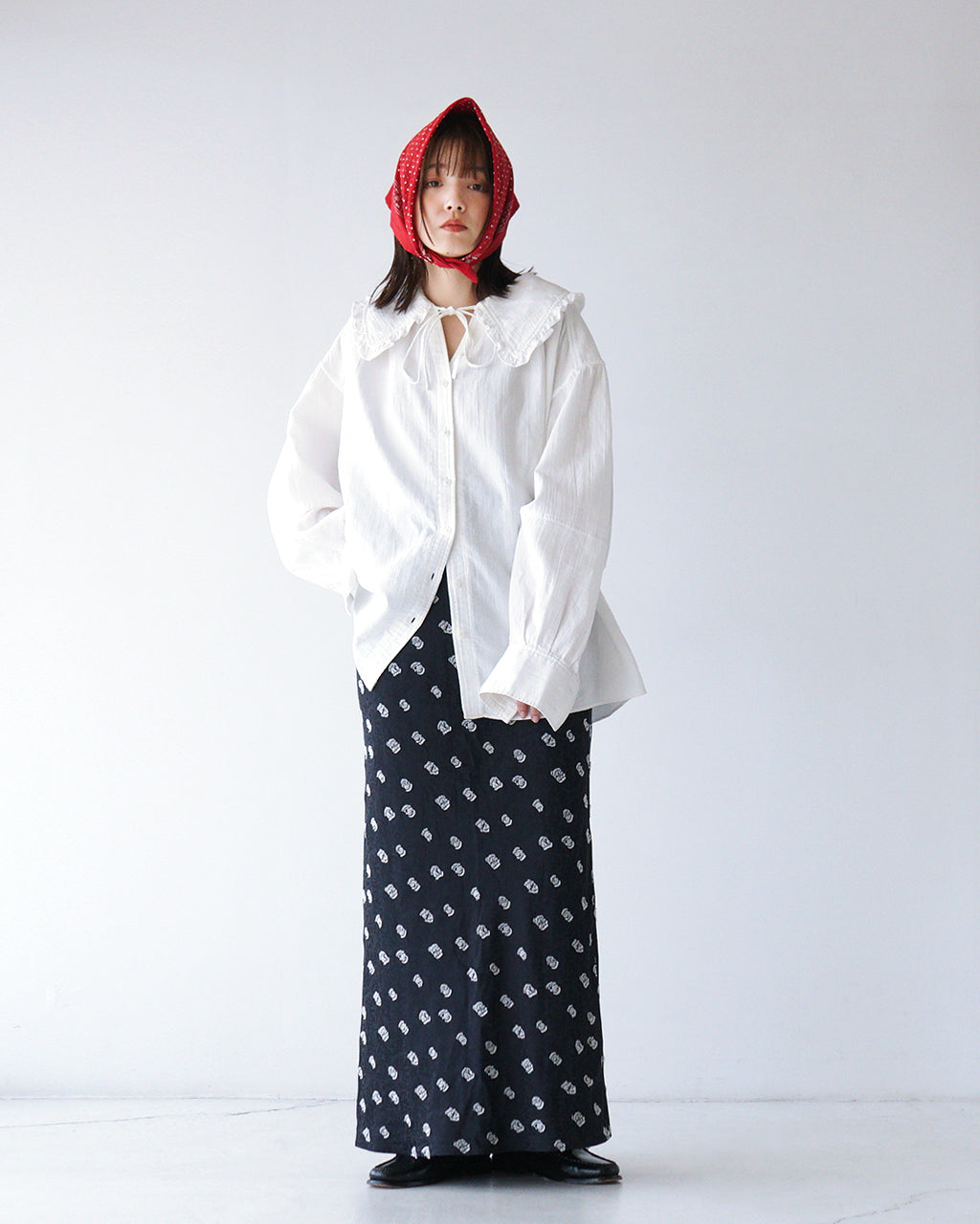 THE SHINZONE 신존 오가닉 코튼 거즈 블라우스 ORGANIC COTTON GAUZE BLOUSE 라운드 컬러 셔츠 빅 컬러 퍼프 슬리브 24 AMSBL01【무료우송】