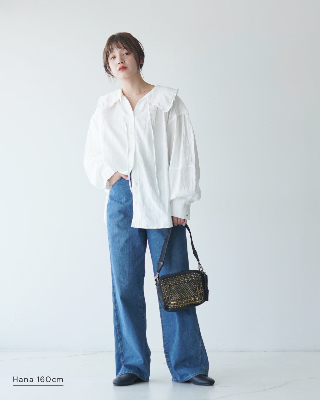 THE SHINZONE 신존 오가닉 코튼 거즈 블라우스 ORGANIC COTTON GAUZE BLOUSE 라운드 컬러 셔츠 빅 컬러 퍼프 슬리브 24 AMSBL01【무료우송】