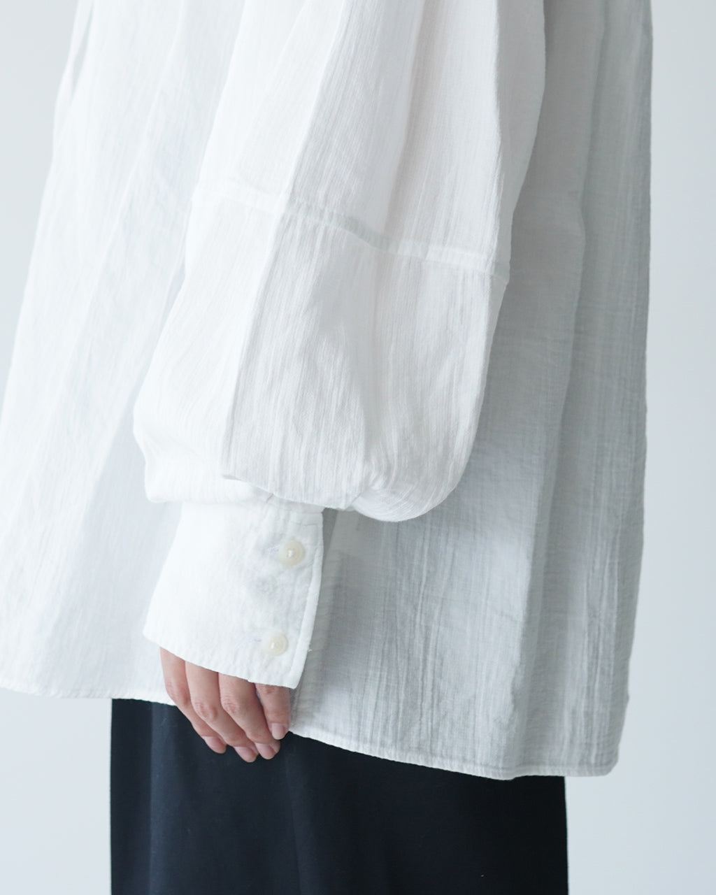 THE SHINZONE 신존 오가닉 코튼 거즈 블라우스 ORGANIC COTTON GAUZE BLOUSE 라운드 컬러 셔츠 빅 컬러 퍼프 슬리브 24 AMSBL01【무료우송】
