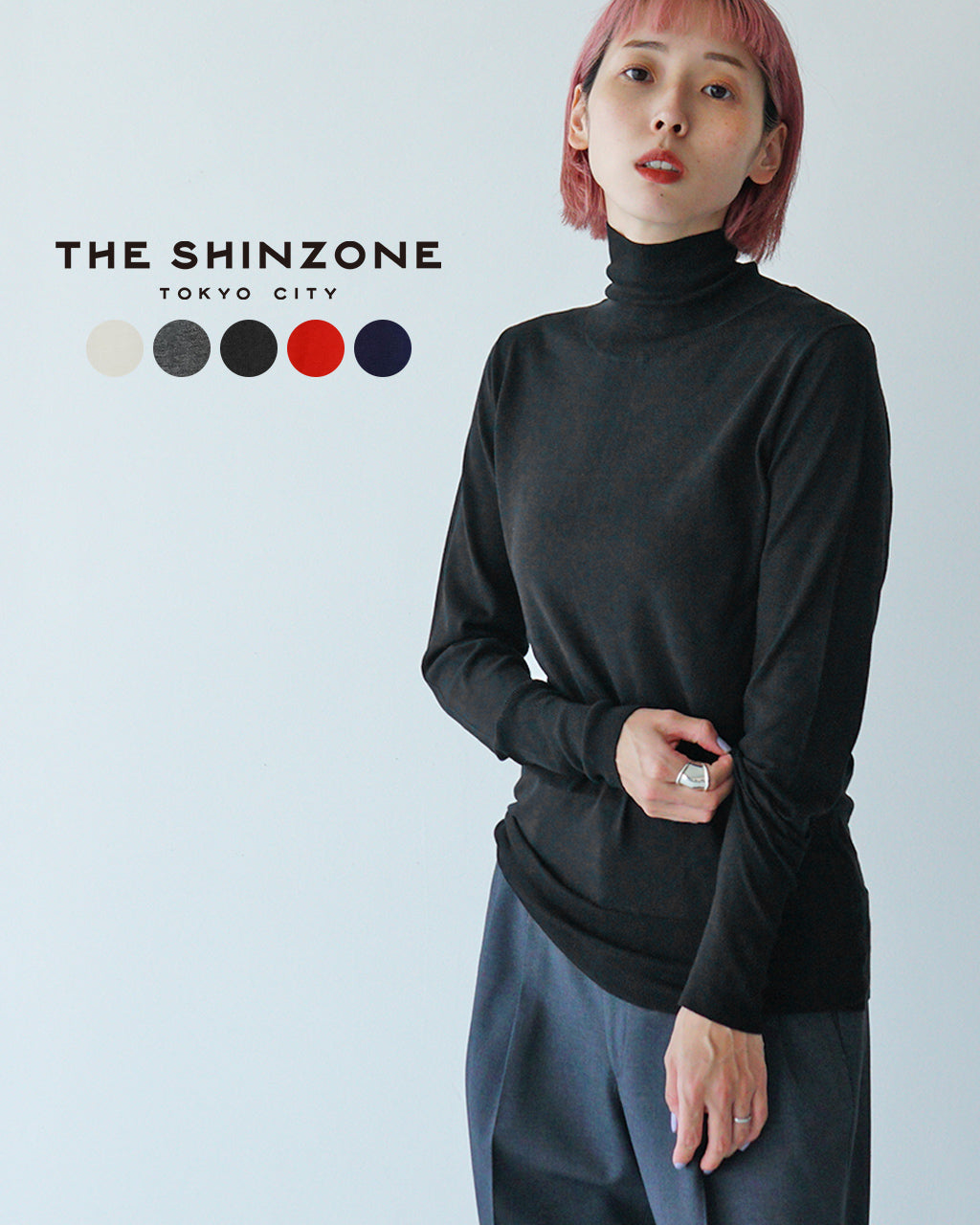 ハイネックニット レディース COTTON SILK HIGH NECK KNIT コットン シルク 24AMSNI10