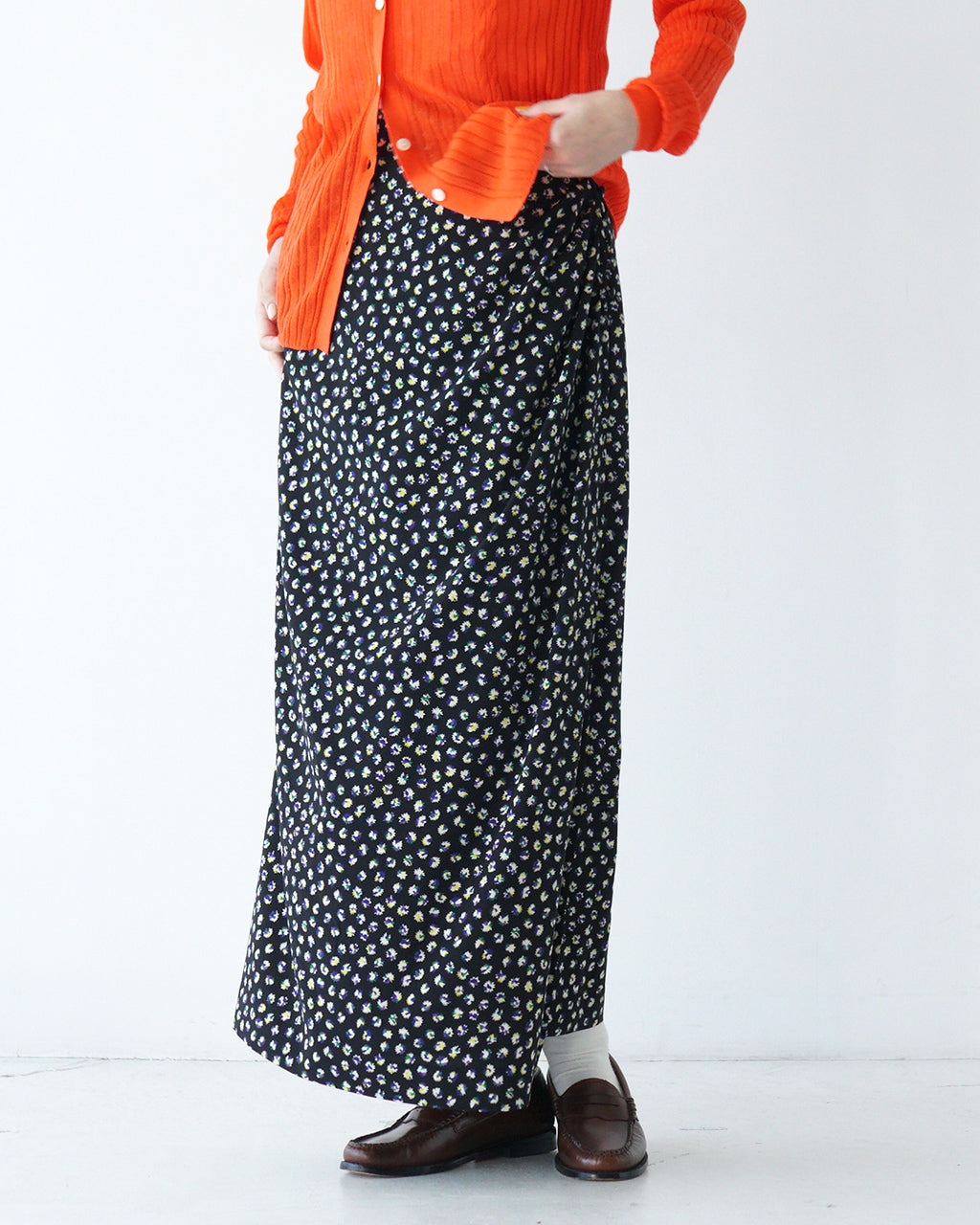 THE SHINZONE 신존 조젯 랩풍 스커트 SPARKLE PRINTED SKIRT 타이트롱 스커트 24 AMSSK06【무료우송】