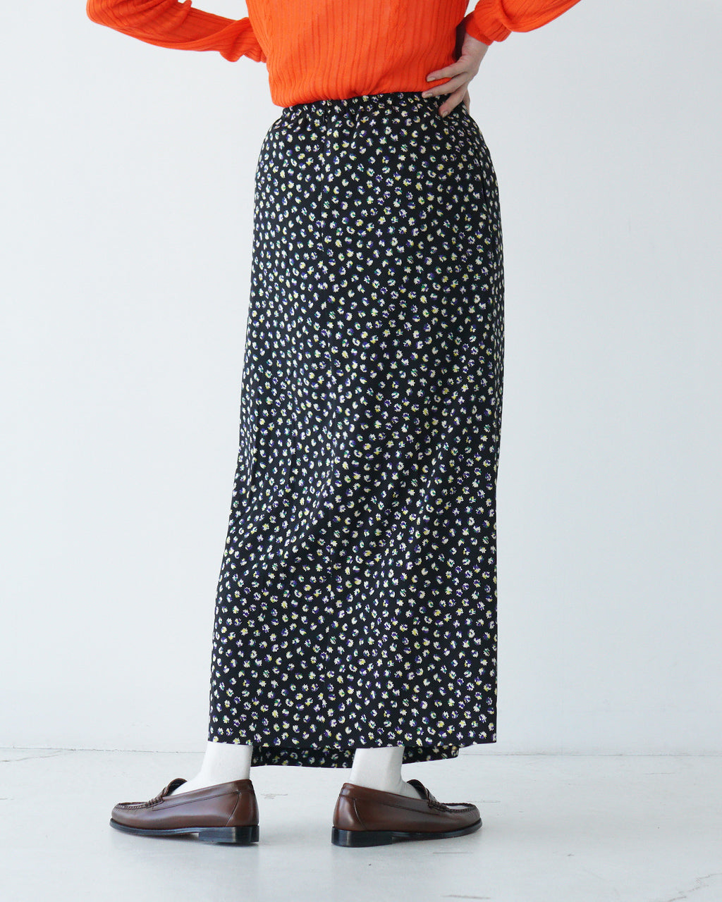 THE SHINZONE 신존 조젯 랩풍 스커트 SPARKLE PRINTED SKIRT 타이트롱 스커트 24 AMSSK06【무료우송】