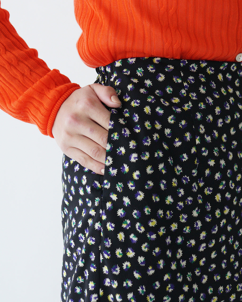 THE SHINZONE 신존 조젯 랩풍 스커트 SPARKLE PRINTED SKIRT 타이트롱 스커트 24 AMSSK06【무료우송】