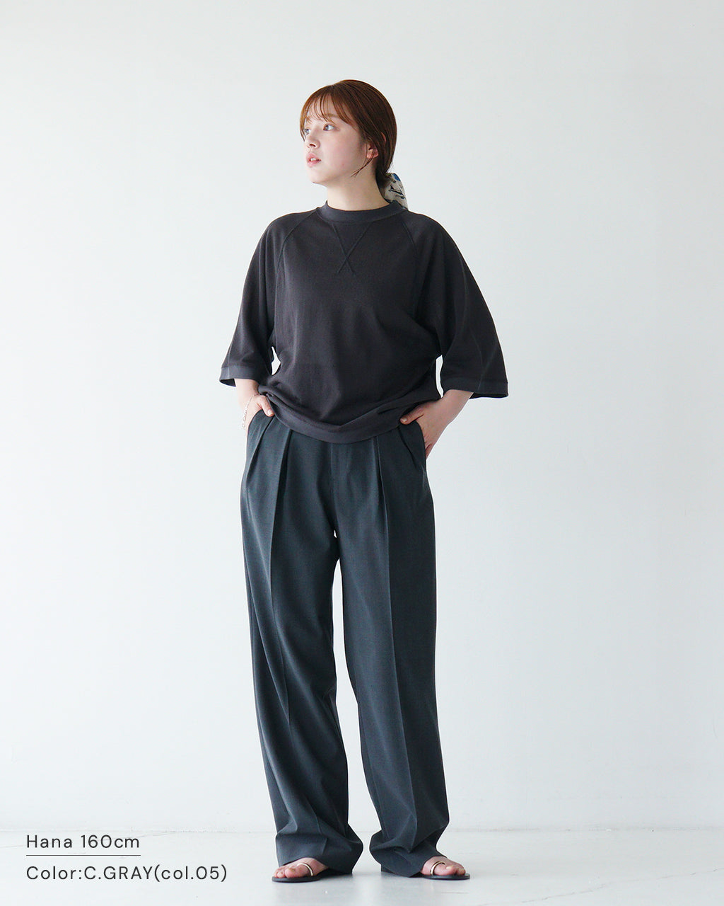 【SALE!20%OFF】シアー ハーフスリーブ Tシャツ 夏トップス SHEER HALF SLEEVES SWEATSHIRT クルーネック プルオーバー 25MMSCU08