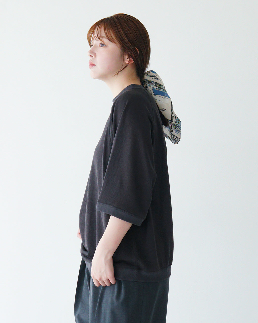【SALE!20%OFF】シアー ハーフスリーブ Tシャツ 夏トップス SHEER HALF SLEEVES SWEATSHIRT クルーネック プルオーバー 25MMSCU08