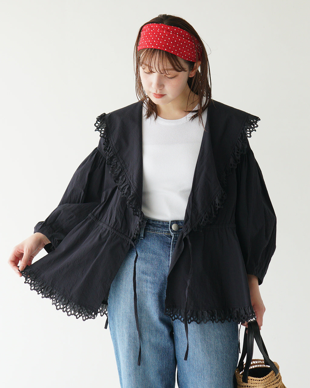 THE SHINZONE シンゾーン カシュクールブラウス CACHE COUER BLOUSE コットン レース シャツ ヴィンテージ風 ギャザー 25SMSBL02 【送料無料】