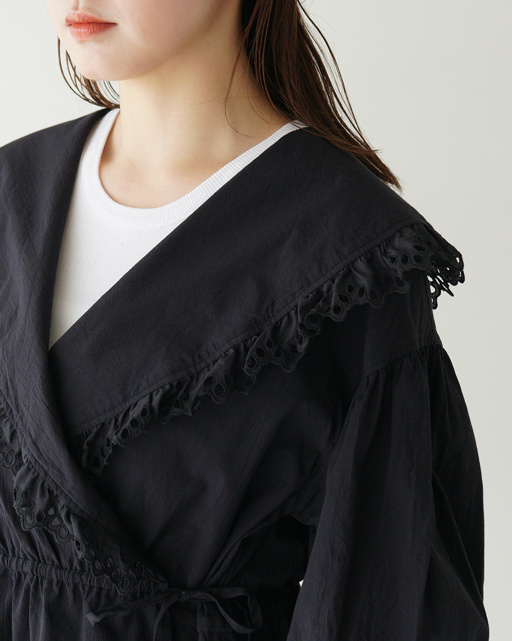 【SALE!20%OFF】カシュクールブラウス CACHE COUER BLOUSE コットン レース シャツ ヴィンテージ風 ギャザー 25SMSBL02