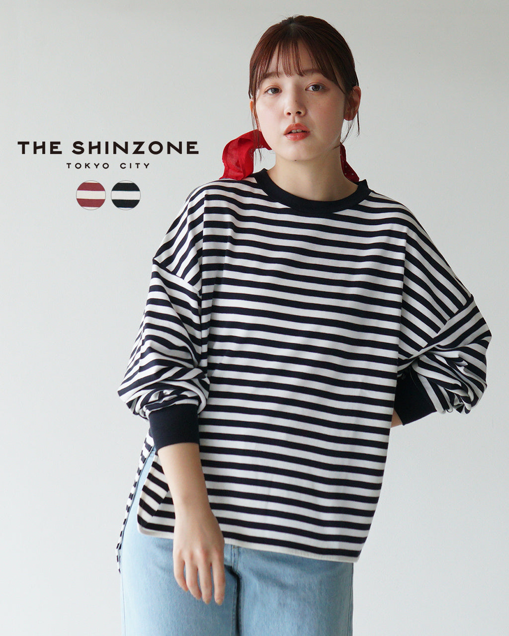 THE SHINZONE 신존 보더 롱 슬리브 T셔츠 FRENCH STRIPED LONGSLEEVE TEE 컷소우 롱 T 25 SMSCU04 긴팔