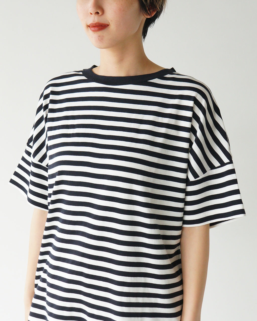 THE SHINZONE 신존 스트라이프 하프 슬리브 T셔츠 보더 T셔츠 FRENCH STRIPED HALF SLEEVE TEE 25SMSCU05【무료우송】