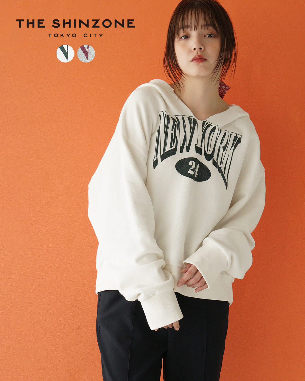 THE SHINZONE 신존 빈티지 뉴욕 푸디 VINTAGE NEW YORK HOODIE 스웨트 파커 풀오버 25 SMSCU08【무료우송】