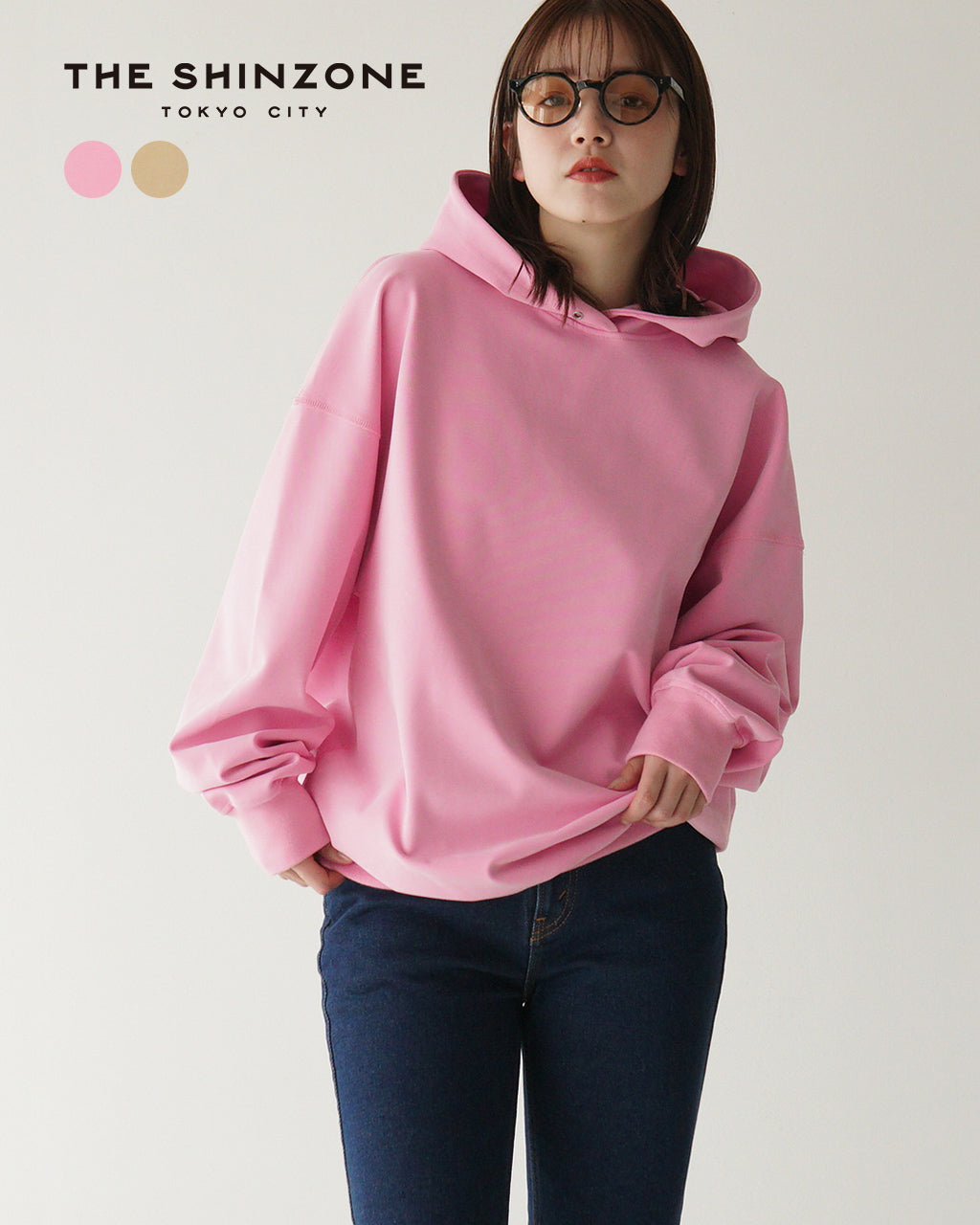 THE SHINZONE 신존 푸드 파커 FIBRIL TWILL JERSEY HOODIE 피브릴 트윌 저지 오버사이즈 25SMSCU10【무료우송】
