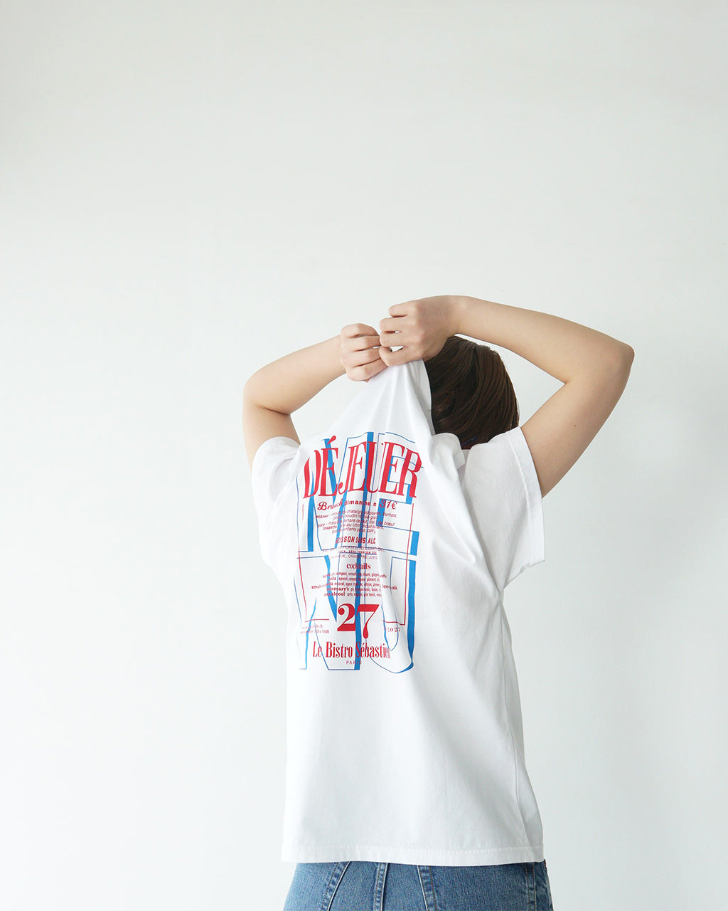 THE SHINZONE シンゾーン グラフィック Tシャツ BISTRO MENU TEE ビストロメニュー バックプリント 半袖 クルーネック カットソー 25SMSCU14【送料無料】