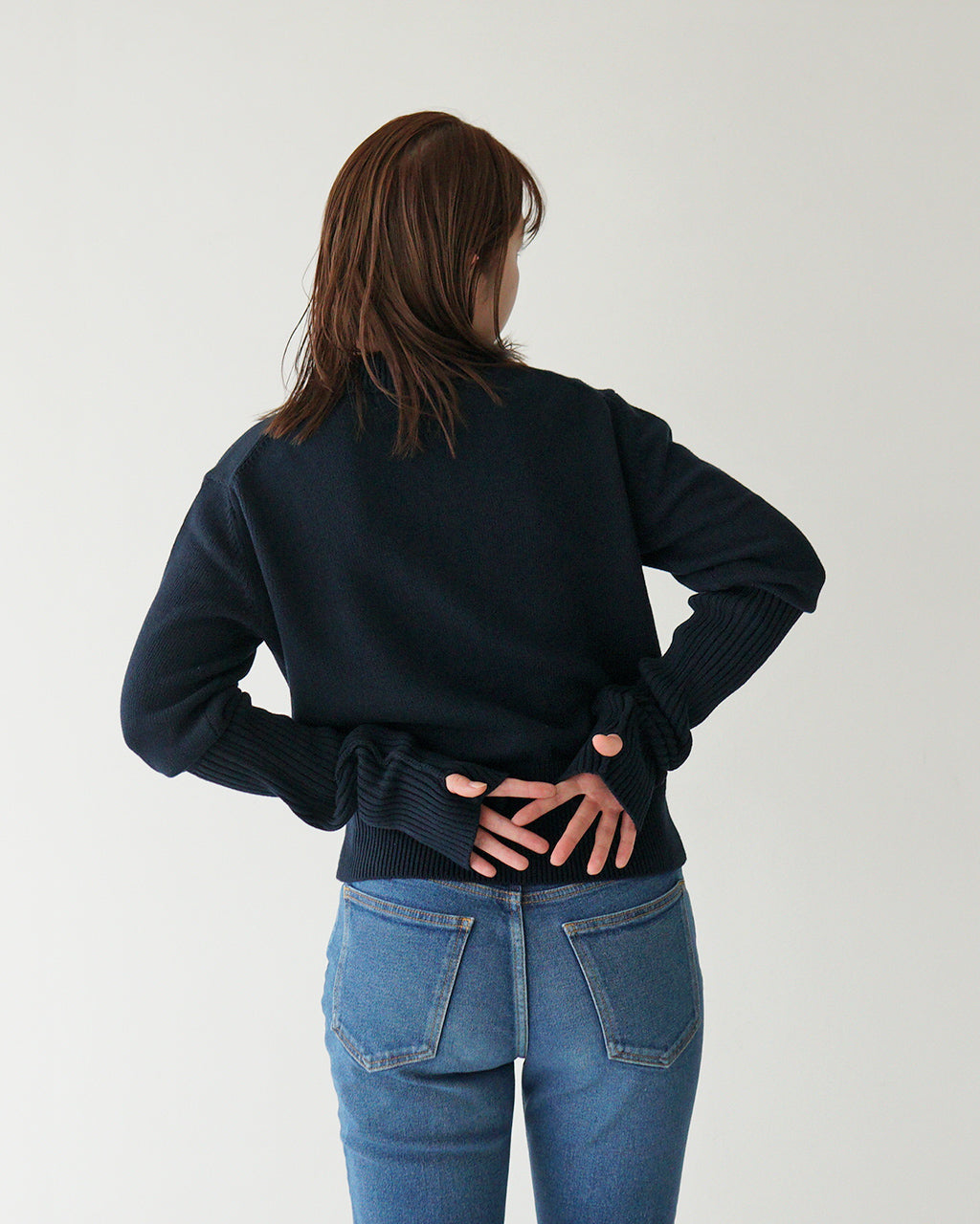 THE SHINZONE 신존 코튼 롱 그리브 가디건 COTTON LONG RIB CARDIGAN 핑거 홀 첨부 쇼트 길이 25SMSNI01【무료우송】