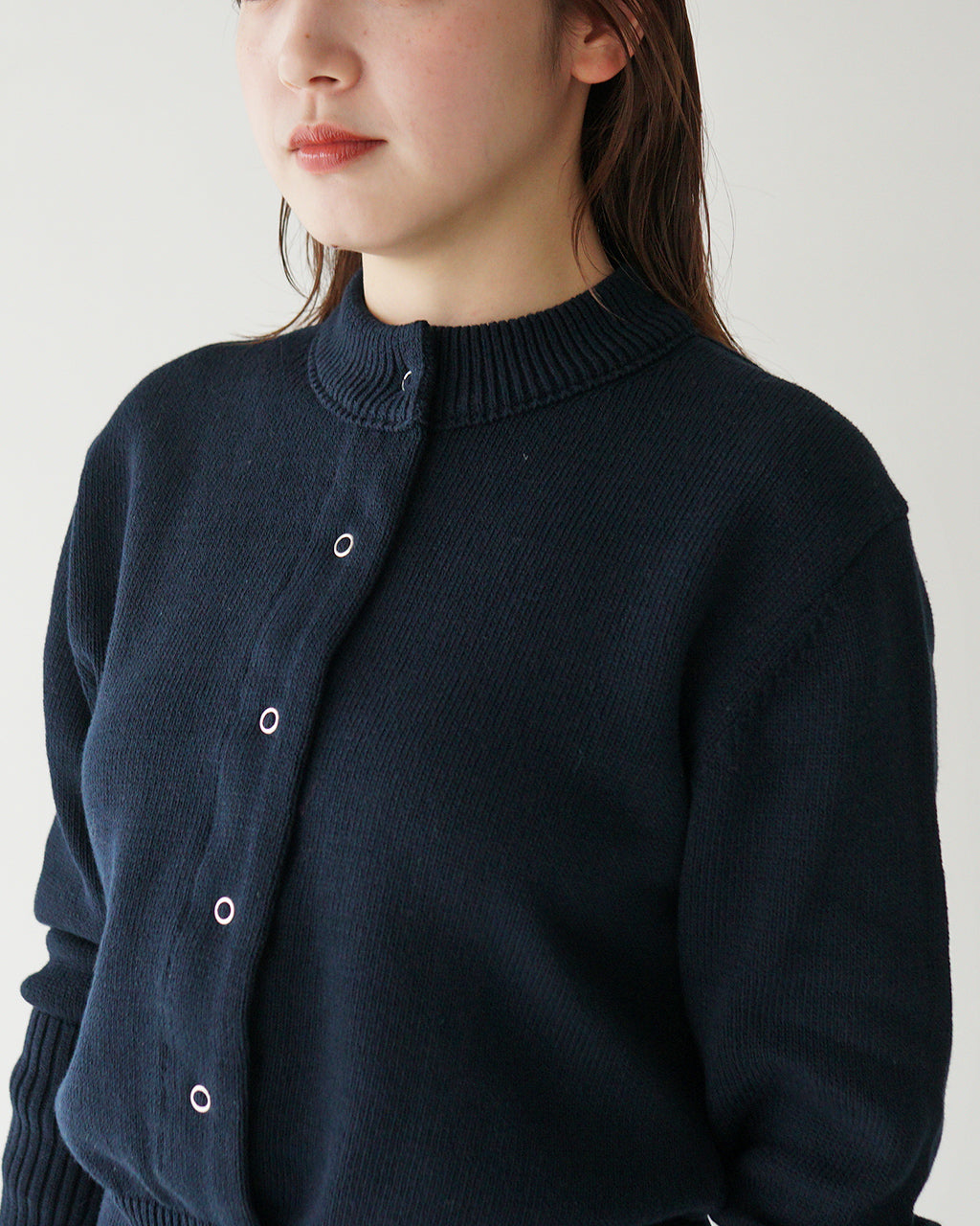 THE SHINZONE 신존 코튼 롱 그리브 가디건 COTTON LONG RIB CARDIGAN 핑거 홀 첨부 쇼트 길이 25SMSNI01【무료우송】