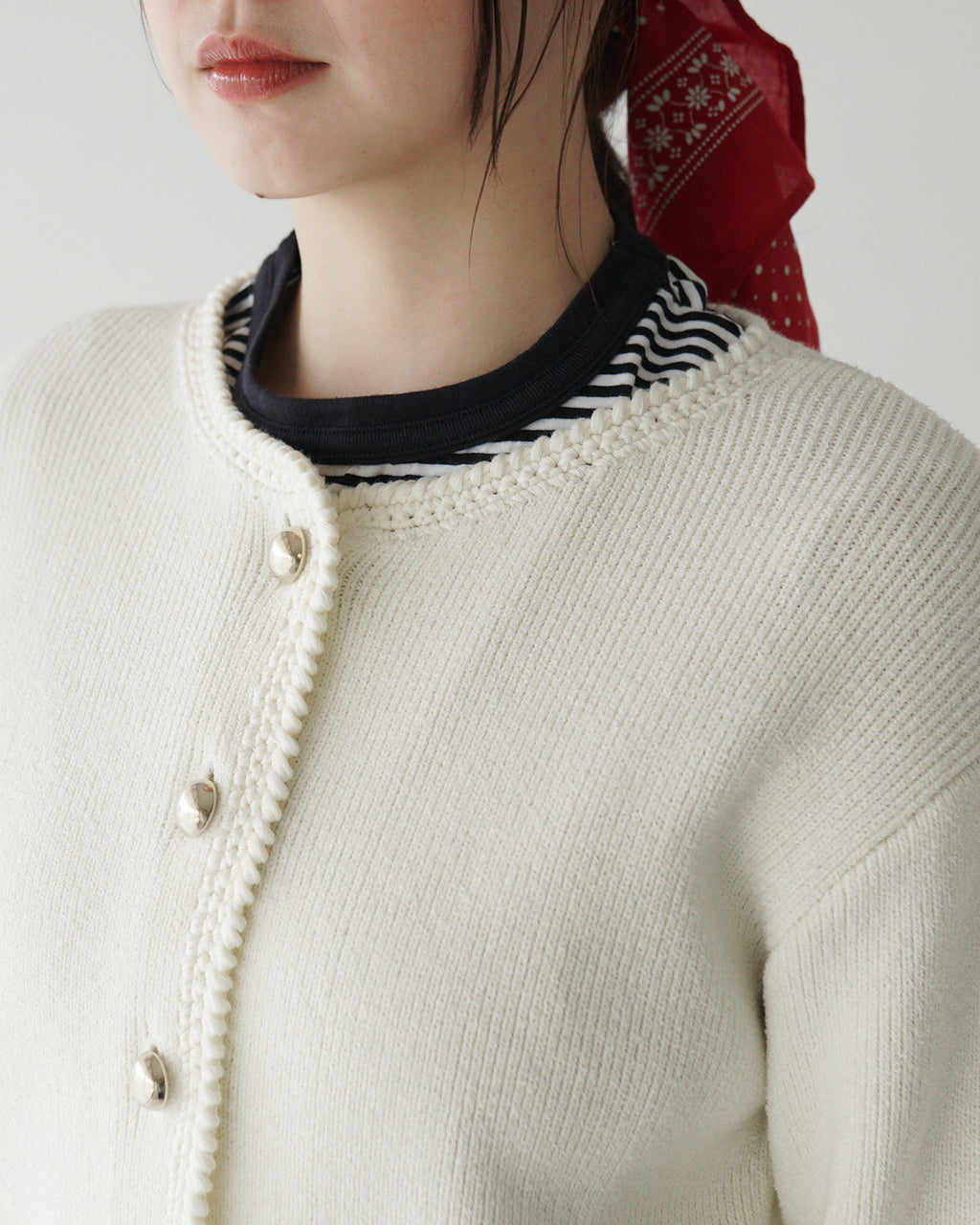 기간 한정 포인트 10배! THE SHINZONE 신존 부쿠레니트 재킷 BOUCLE KNIT JACKET 가디건 25SMSNI09【무료우송】