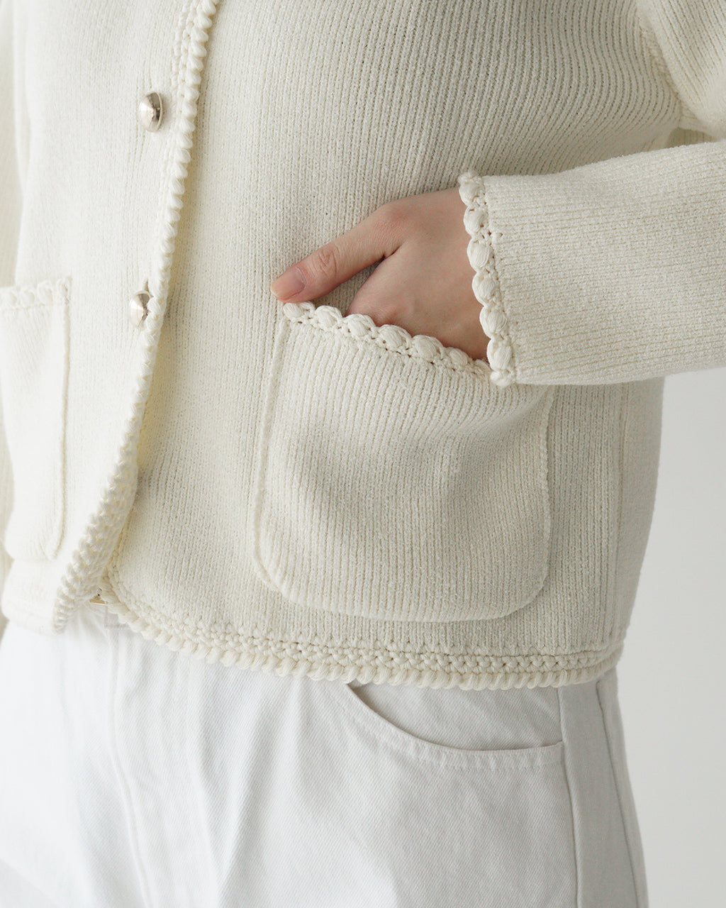 기간 한정 포인트 10배! THE SHINZONE 신존 부쿠레니트 재킷 BOUCLE KNIT JACKET 가디건 25SMSNI09【무료우송】