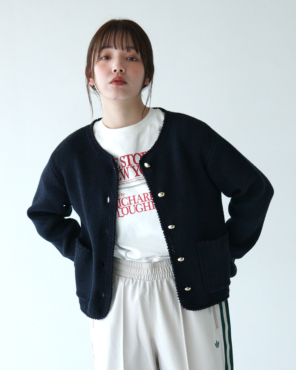 기간 한정 포인트 10배! THE SHINZONE 신존 부쿠레니트 재킷 BOUCLE KNIT JACKET 가디건 25SMSNI09【무료우송】
