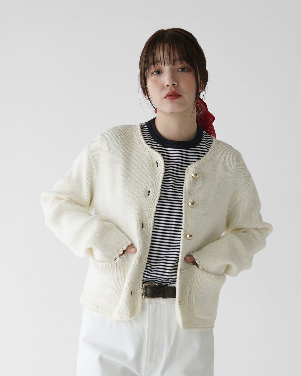 기간 한정 포인트 10배! THE SHINZONE 신존 부쿠레니트 재킷 BOUCLE KNIT JACKET 가디건 25SMSNI09【무료우송】