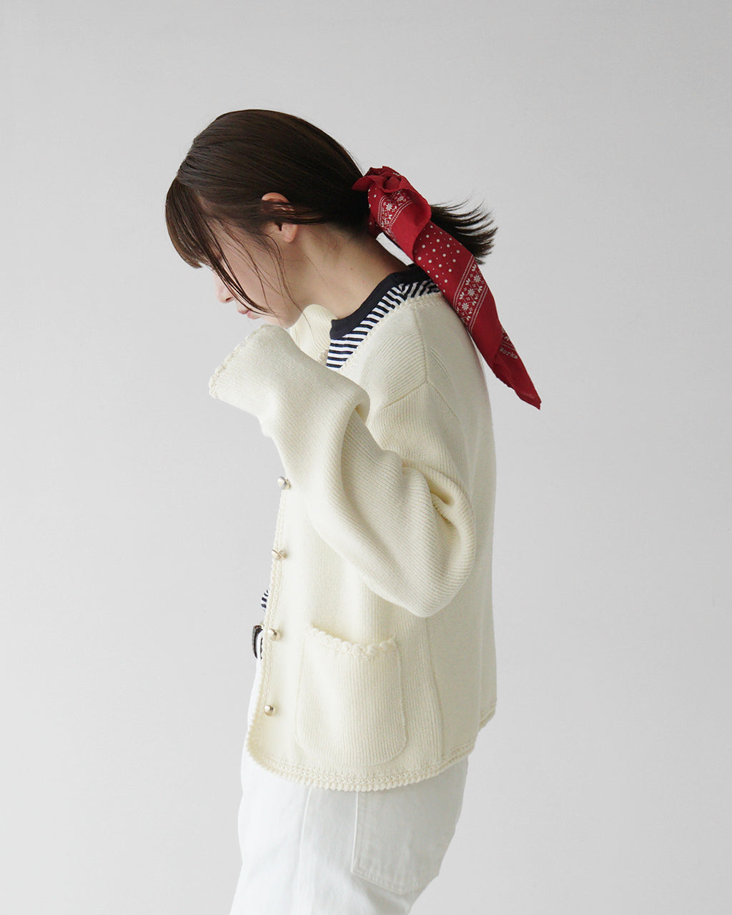 기간 한정 포인트 10배! THE SHINZONE 신존 부쿠레니트 재킷 BOUCLE KNIT JACKET 가디건 25SMSNI09【무료우송】