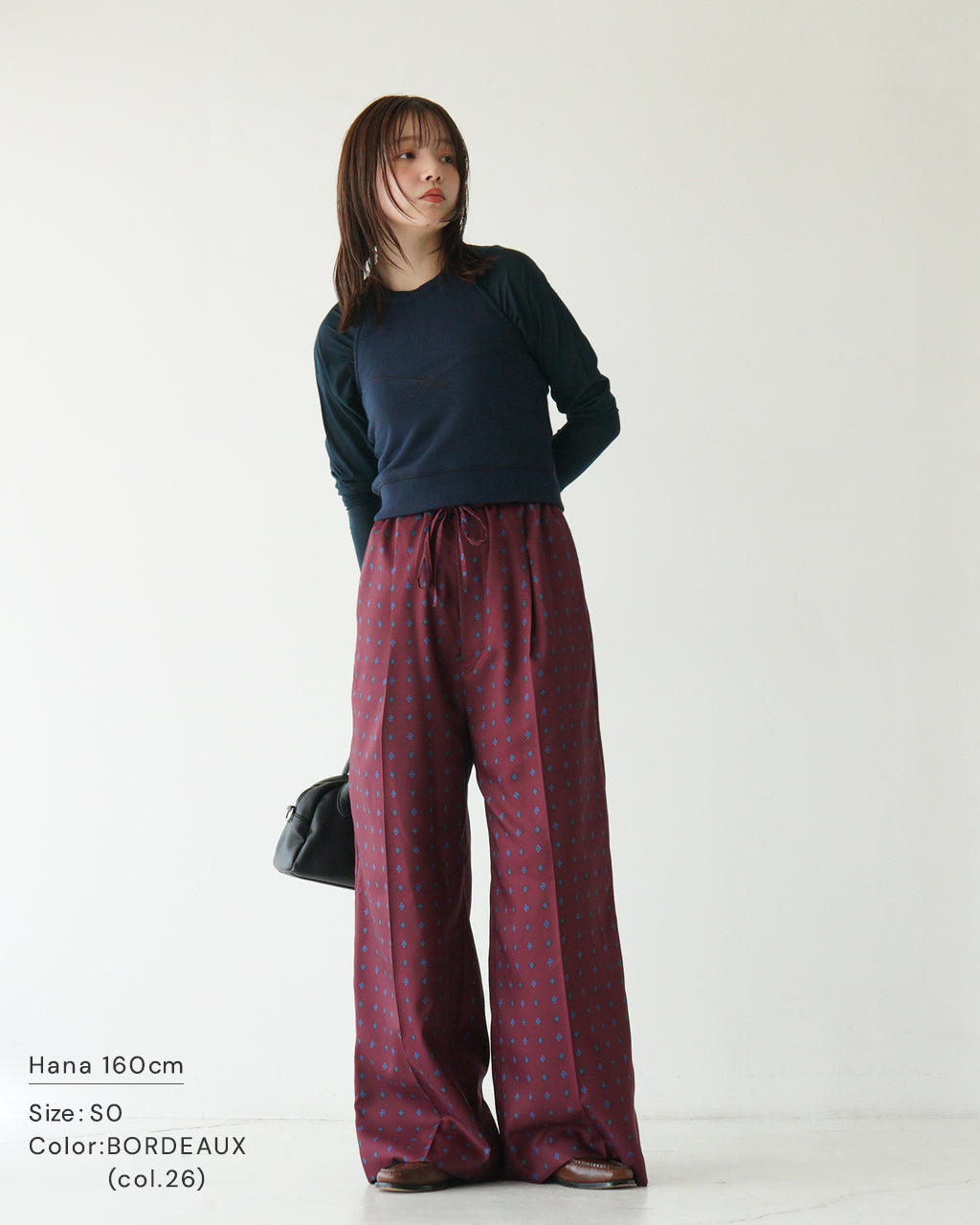 【SALE!30%OFF】ワンタックパンツ 小紋柄 プリント柄 CARPET PATTERNED PANTS ワイドパンツ 小紋柄 ウエストゴム センタープレス 裏地付き 25SMSPA07