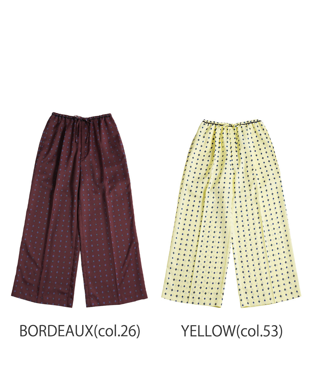 【SALE!30%OFF】ワンタックパンツ 小紋柄 プリント柄 CARPET PATTERNED PANTS ワイドパンツ 小紋柄 ウエストゴム センタープレス 裏地付き 25SMSPA07