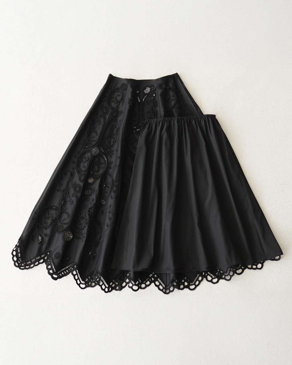 【SALE!40%OFF】刺繍レーススカート ロングスカート EMBROIDERY LACE SKIRT 25SMSSK02 フレアロング ペチコート付き