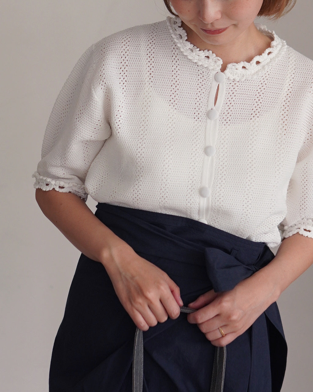THE SHINZONE シンゾーン MESH LACE KNIT CARDIGAN メッシュレース