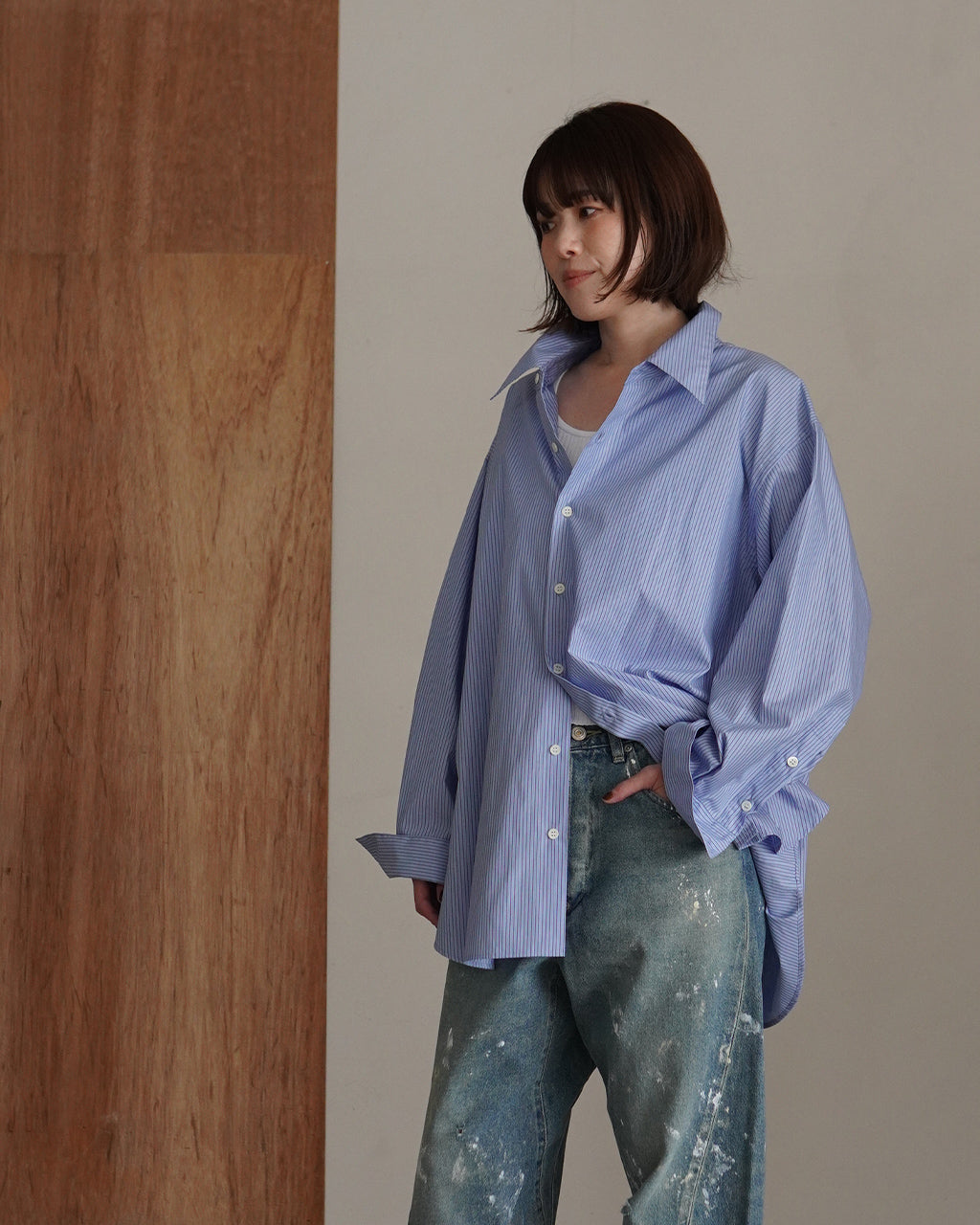 OVER SIZE SHIRT (STRIPE) COM-26S-SH08