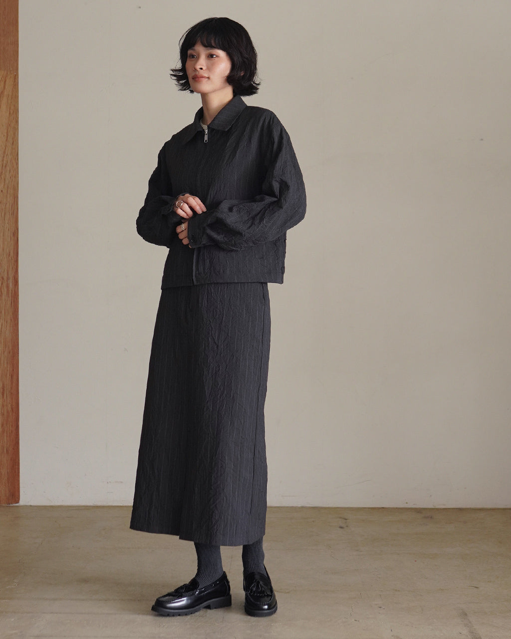 Wool like zip up blouson BL01263WM
