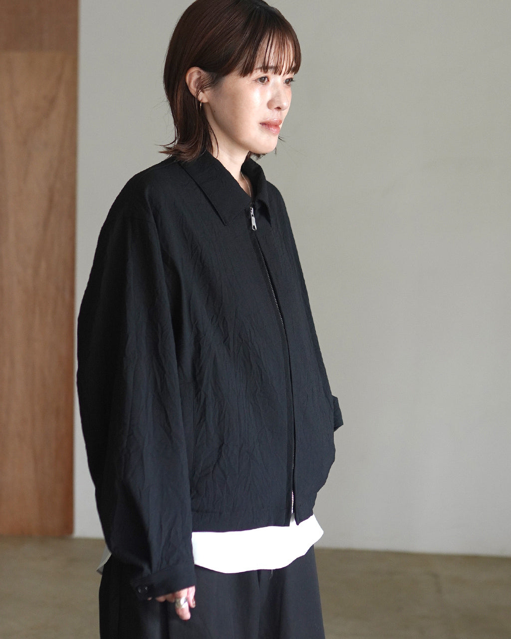 Wool like zip up blouson BL01263WM